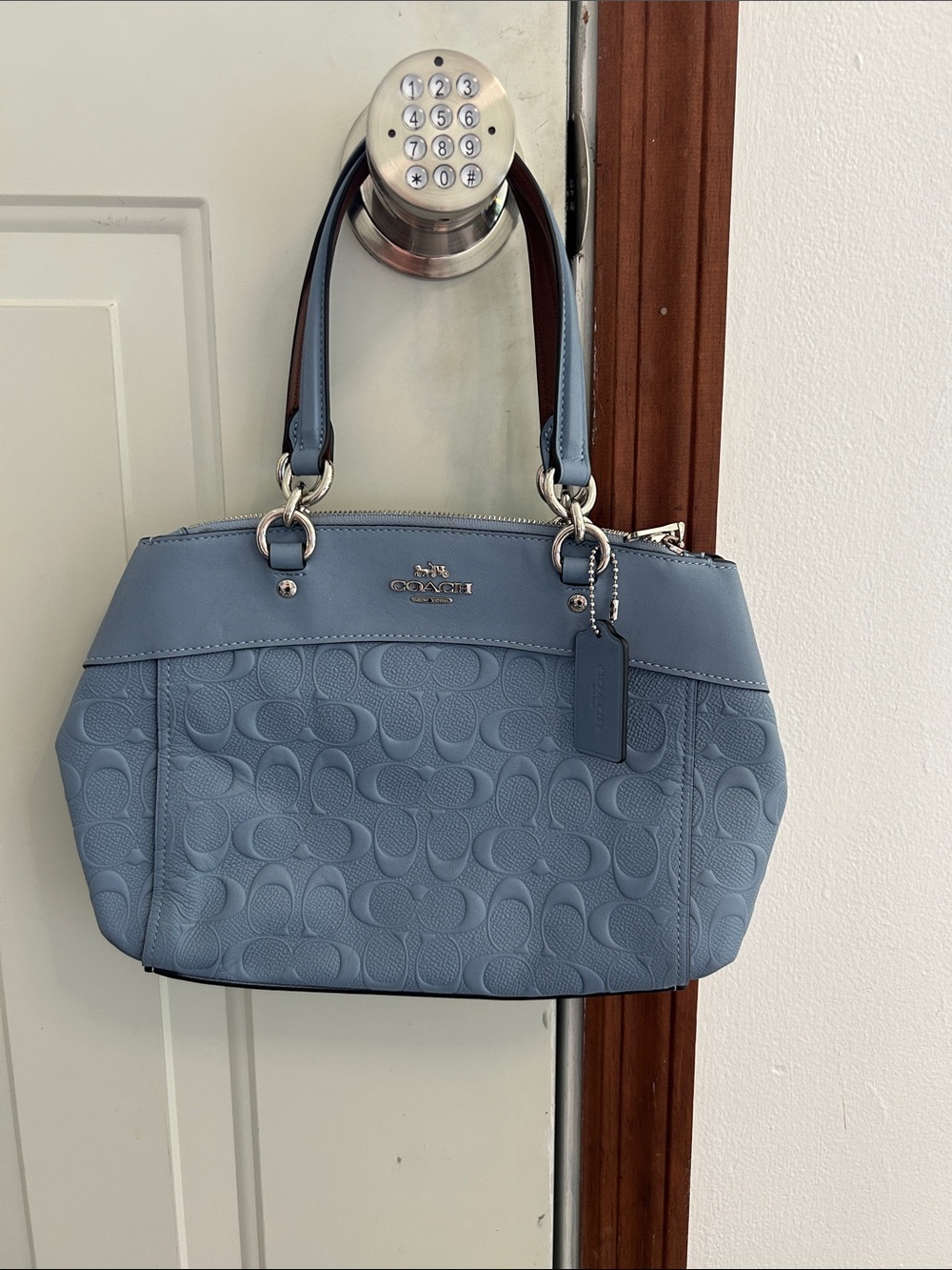 Coach Dusty Blue Signature leather Shoulder Bag